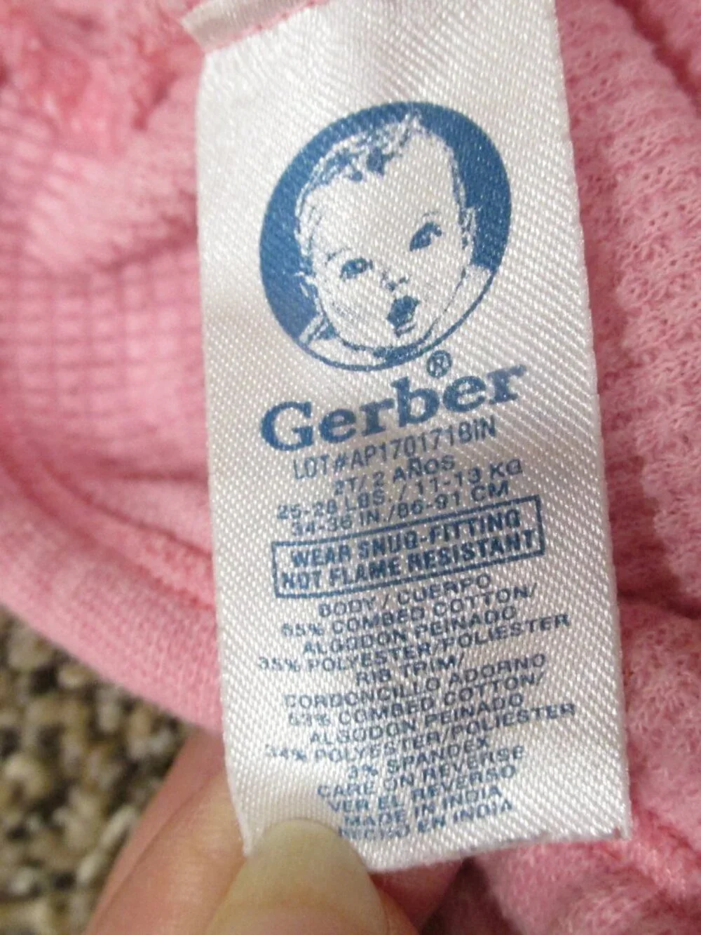 Gerber Pull On Sweatpants Toddler Girls 2T Pink Elastic Joggers Pajama Pants